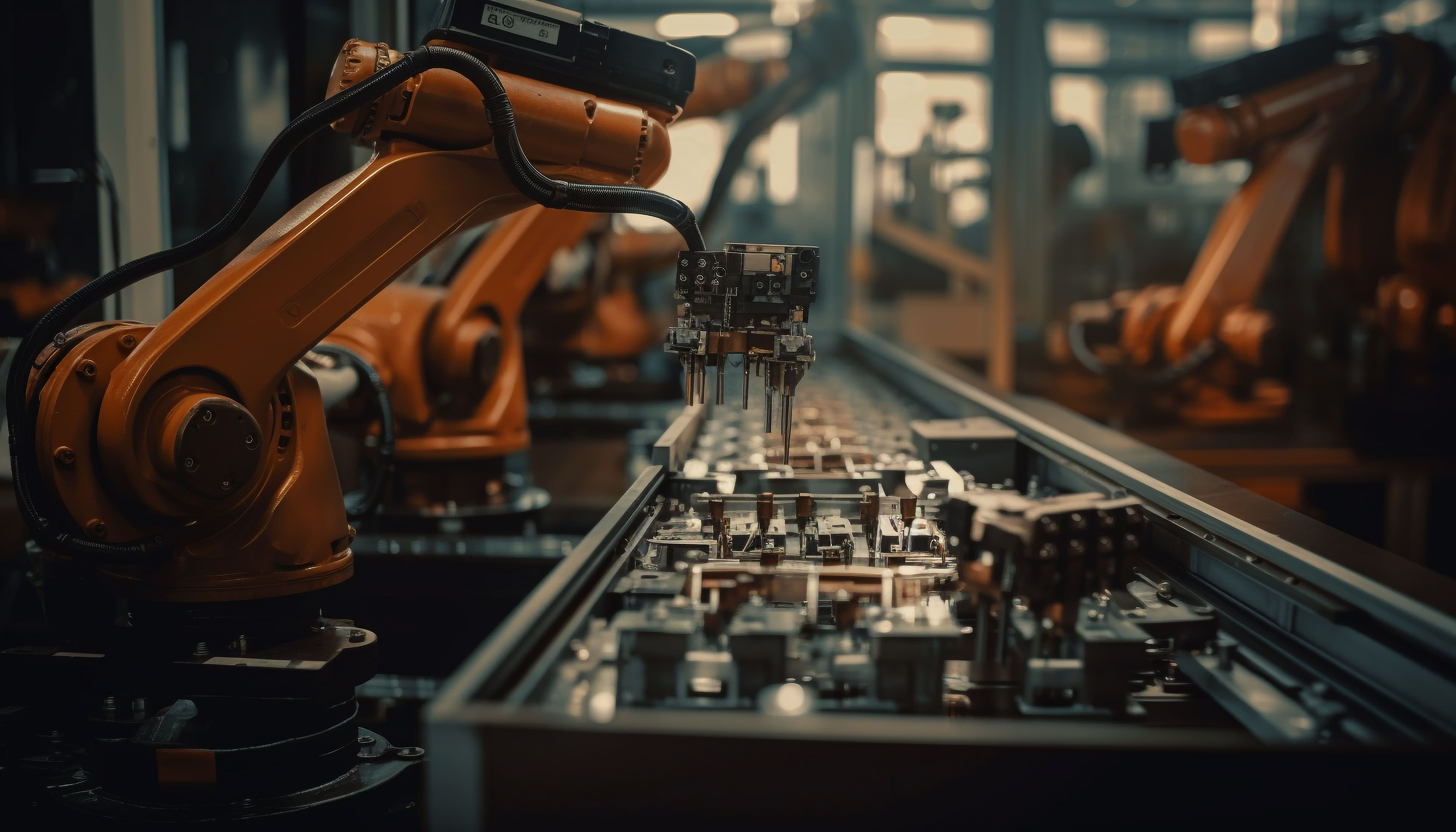 Engineer operating an automated industrial production system